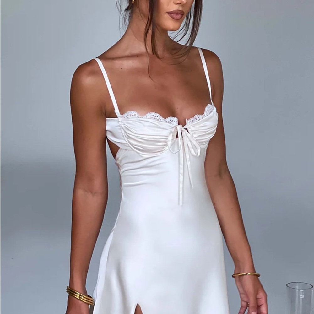 BABYBOO Satin Lace Bust Mini Dress – XS